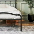 Sturdy 18-Inch High Steel Tube Iron Bed with Double Wave Headboard and Footboard