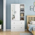 Space-Saving Scalable Hanging Rod Wardrobe Closet with Mirror