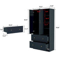 Modern Wardrobe Armoire with Mirror Door Drawers and Shelves