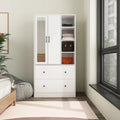 Modern Wardrobe Armoire with Mirror Door Drawers and Shelves