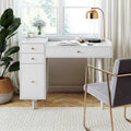 Nathan James Daisy Modern Farmhouse Desk with Storage and Brass Accents