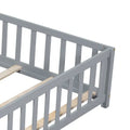 Kids' Full-Size Wooden Floor Bed with Fence and Door