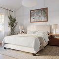 Nova Contemporary Queen Bed with Upholstered Design – Box Spring Needed