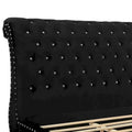 Gracewood Hollow Trivedi Black Velvet Sleigh Bed with Crystal Button Tufting