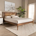 Jamila Contemporary Synthetic Rattan Platform Bed in Walnut Brown