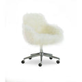Amber Off-White Faux Fur Executive Chair
