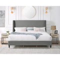 Roundhill Furniture Rozitta Upholstered Wingback Bed with Platform Design