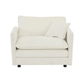 Set of 2 High-End Chenille Upholstered Accent Chairs with Toss Pillows - White Living Room Armchairs