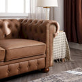 Brown Faux Leather Classic Chesterfield Sofa