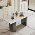 0.47-Inch Thick Sintered Stone Composite Dining Table with Tempered Glass Top and Stainless Steel Base