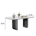 0.47-Inch Thick Sintered Stone Composite Dining Table with Tempered Glass Top and Stainless Steel Base