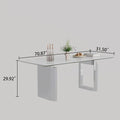 0.47-Inch Thick Sintered Stone Composite Dining Table with Tempered Glass Top and Stainless Steel Base