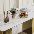 0.47-Inch Thick Sintered Stone Composite Dining Table with Tempered Glass Top and Stainless Steel Base
