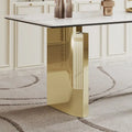 0.47-Inch Thick Sintered Stone Composite Dining Table with Tempered Glass Top and Stainless Steel Base