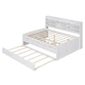 Antique Grey Full-Size Wooden Captain Bed with Built-in Bookshelves, Three Storage Drawers, and Trundle