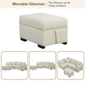 82.6" L-Shaped Sectional Sofa Bed with Pull-Out Feature, USB Ports, Power Sockets, and Movable Storage Ottoman - Bei