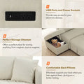 82.6" L-Shaped Sectional Sofa Bed with Pull-Out Feature, USB Ports, Power Sockets, and Movable Storage Ottoman - Bei