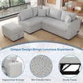82.6" L-Shaped Sectional Sleeper Sofa Bed with Dual USB Ports, Power Outlets, and Removable Storage Ottoman - Bei
