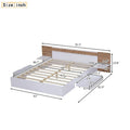 Natural Queen Size Platform Bed with Headboard, Storage Drawers, Shelves, USB Ports, and Outlets