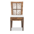 Laluna Contemporary Bohemian Rattan and Mahogany Dining Chair with Cushion