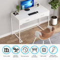 Modern Computer Desk with 2 Drawers - Stylish Study Writing Table with Storage for Home Office