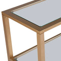 Jensen Gold Metal Console Table with Glass Shelves by SEI Furniture - Narrow Design