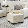 iNSPIRE Q Artisan White Cotton Fabric Down-Filled Ottoman - Lion Design