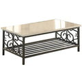 3-Piece Cream and Gray Faux Marble Table Set with Stylish Metal Frame