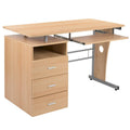 3-Drawer Pedestal Computer Desk with Keyboard Tray