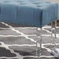 Roundhill Furniture Valley Velvet Upholstered Bench with Button Tufting and Acrylic Legs