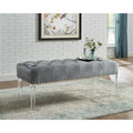 Roundhill Furniture Valley Velvet Upholstered Bench with Button Tufting and Acrylic Legs