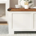 Contemporary Farmhouse Coffee Table Featuring Concealed Storage