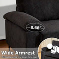 HOOOWOOO Reversible Corduroy Chaise Sofa with Wide Armrests and Ottoman for Living Room