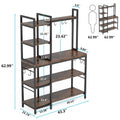 43-Inch Kitchen Bakers Rack with Microwave Stand - 5-Tier Utility Storage Shelf and 10 Hooks for Kitchen and Living Room