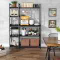 43-Inch Kitchen Bakers Rack with Microwave Stand - 5-Tier Utility Storage Shelf and 10 Hooks for Kitchen and Living Room