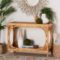 Modern Bohemian Light Honey Rattan Console Table by Bali & Pari - Ramona Collection