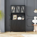 Spacious Kitchen Pantry Storage Cabinet Featuring Glass Doors