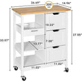 Kleio Solid Wood Kitchen Island Storage Cart with 3 Drawers - Rolling Serving Trolley