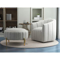 Swivel Accent Chair with Ottoman Set and Upholstered Cushion