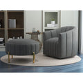 Swivel Accent Chair with Ottoman Set and Upholstered Cushion