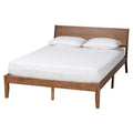 Salvatore Mid-Century Modern Walnut Brown Wood Platform Bed