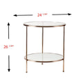 HomeRoots 26-Inch Gold Glass and Iron Round End Table with Shelf - Dimensions: 24.25 x 24.25 x 26.25 Inches
