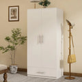 Black and White Wardrobe Armoire Closet with Drawer - 31.5W x 66.9H
