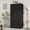 Black and White Wardrobe Armoire Closet with Drawer - 31.5W x 66.9H