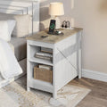 Moasis Charging End Table with Storage - Side Table Featuring 2 Power Outlets & 2 USB Ports for Living Room