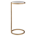 Copper Grove Vintage Gold Iron and White Marble Accent Table