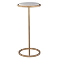 Copper Grove Vintage Gold Iron and White Marble Accent Table