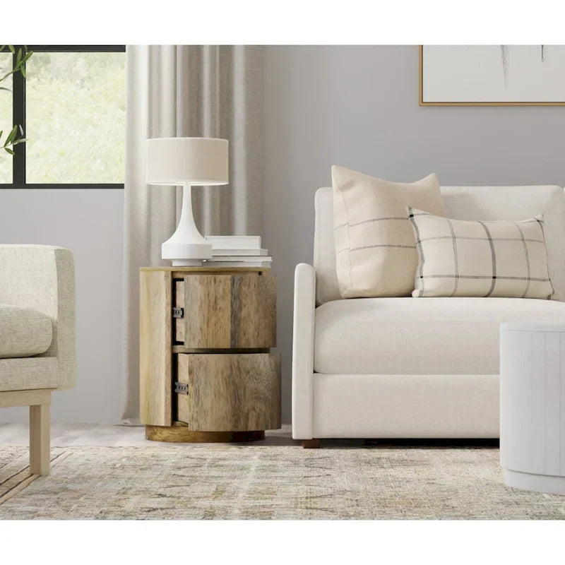 Kingston 18-Inch Round Nightstand with 2 Drawers by Carolina Living