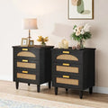 20-Inch Green Wooden Nightstand with 3 Drawers - Bedside Storage Cabinet for Bedroom