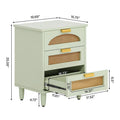 20-Inch Green Wooden Nightstand with 3 Drawers - Bedside Storage Cabinet for Bedroom